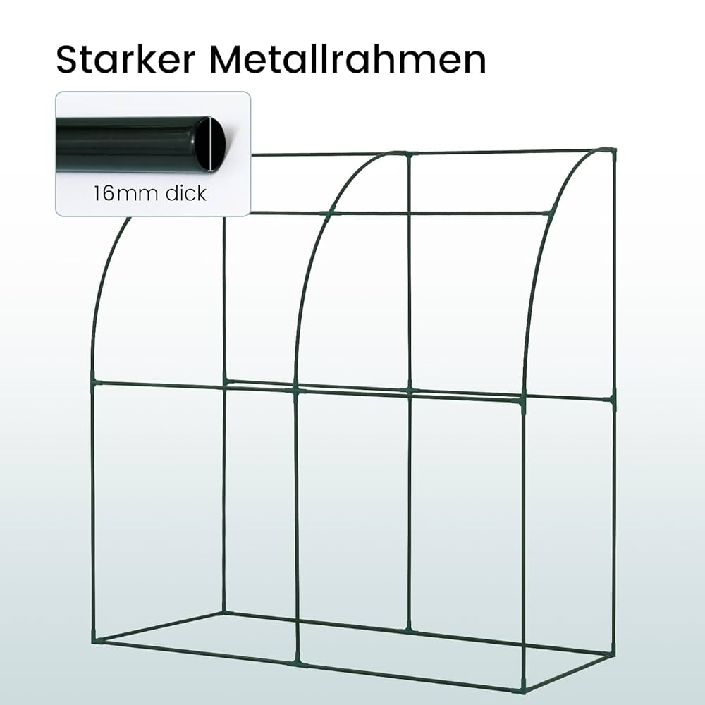 Växthus, folieväxthus, stödväxthus 200 x 210 x 100 cm, tomatväxthus, drivbänk för växter, grönsaker, vintersäker, vit