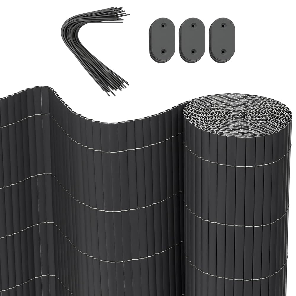 PVC insynsskyddsmatta 160 x 300 cm (H x L), balkong, insynsskydd, insynsskydd staket med buntband, UV-resistent väderbeständigt vindskydd, balkongbeklädnad stängselpanel för trädgård, balkong