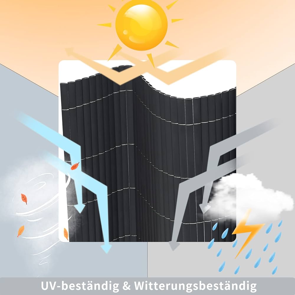 PVC insynsskyddsmatta 160 x 300 cm (H x L), balkong, insynsskydd, insynsskydd staket med buntband, UV-resistent väderbeständigt vindskydd, balkongbeklädnad stängselpanel för trädgård, balkong
