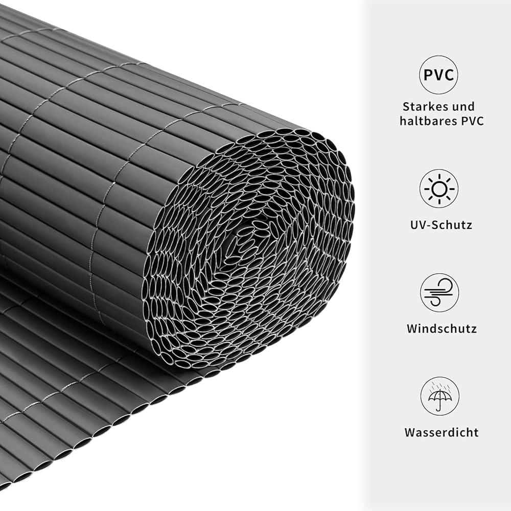 PVC insynsskyddsmatta 160 x 300 cm (H x L), balkong, insynsskydd, insynsskydd staket med buntband, UV-resistent väderbeständigt vindskydd, balkongbeklädnad stängselpanel för trädgård, balkong