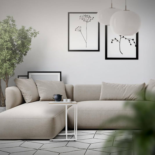 ML-Design Sidobord i C-form, vit ek, 45x25x64 cm, metallram & träskiva, under soffan, industriell design, soffbord, vardagsrumsbord, soffbord, soffbord, sängbord, sängbord, laptopbord